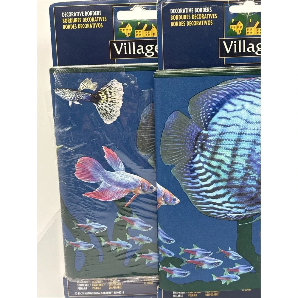 Vintage Village Aero Frutiger Aquarium Fish Prepasted Wallpaper Border 15 YD 2PK